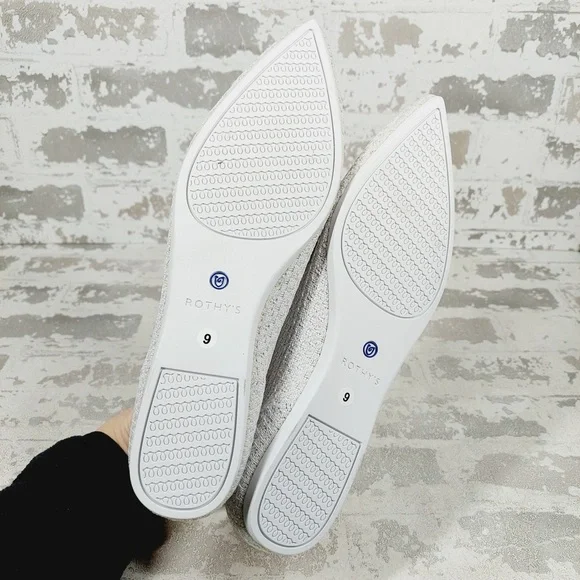 NEW Rothy's The Flat White Knit Pointy Toe Slip On Loafers O187